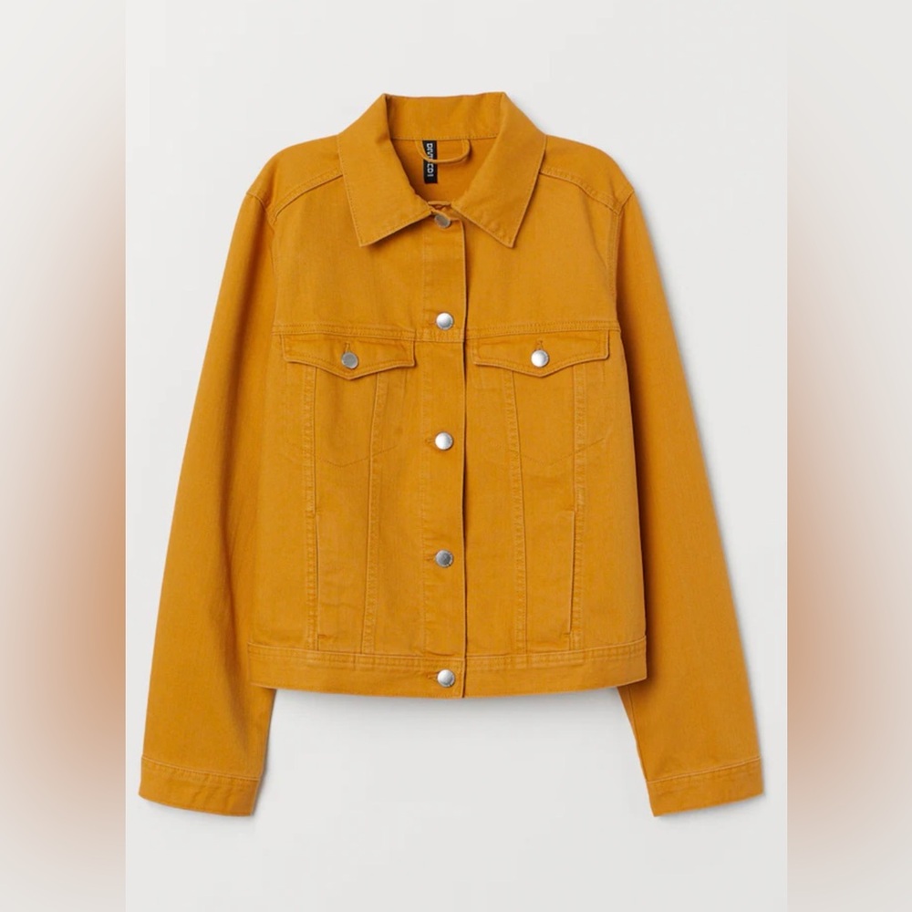 H&M Women's yellow Mustard jeans Jacket XS longue sleeves